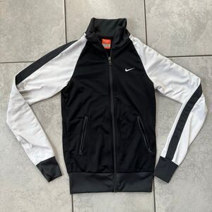 VTG Y2K Nike Womens Size XS Zip Up Jacket Swoosh Black White